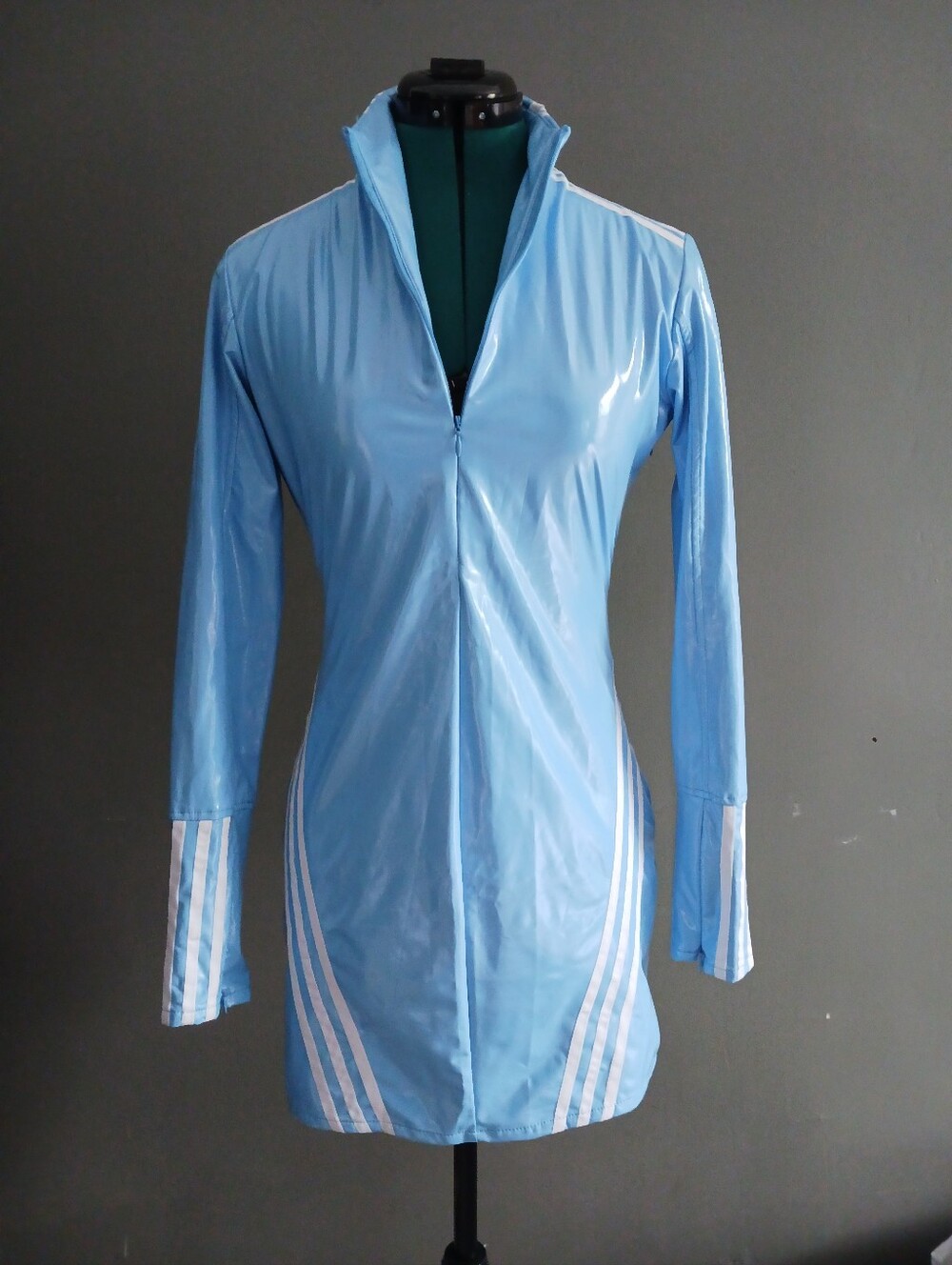 Adidas Ivy Park 1/2 Zip Latex  Mini Dress Size S
